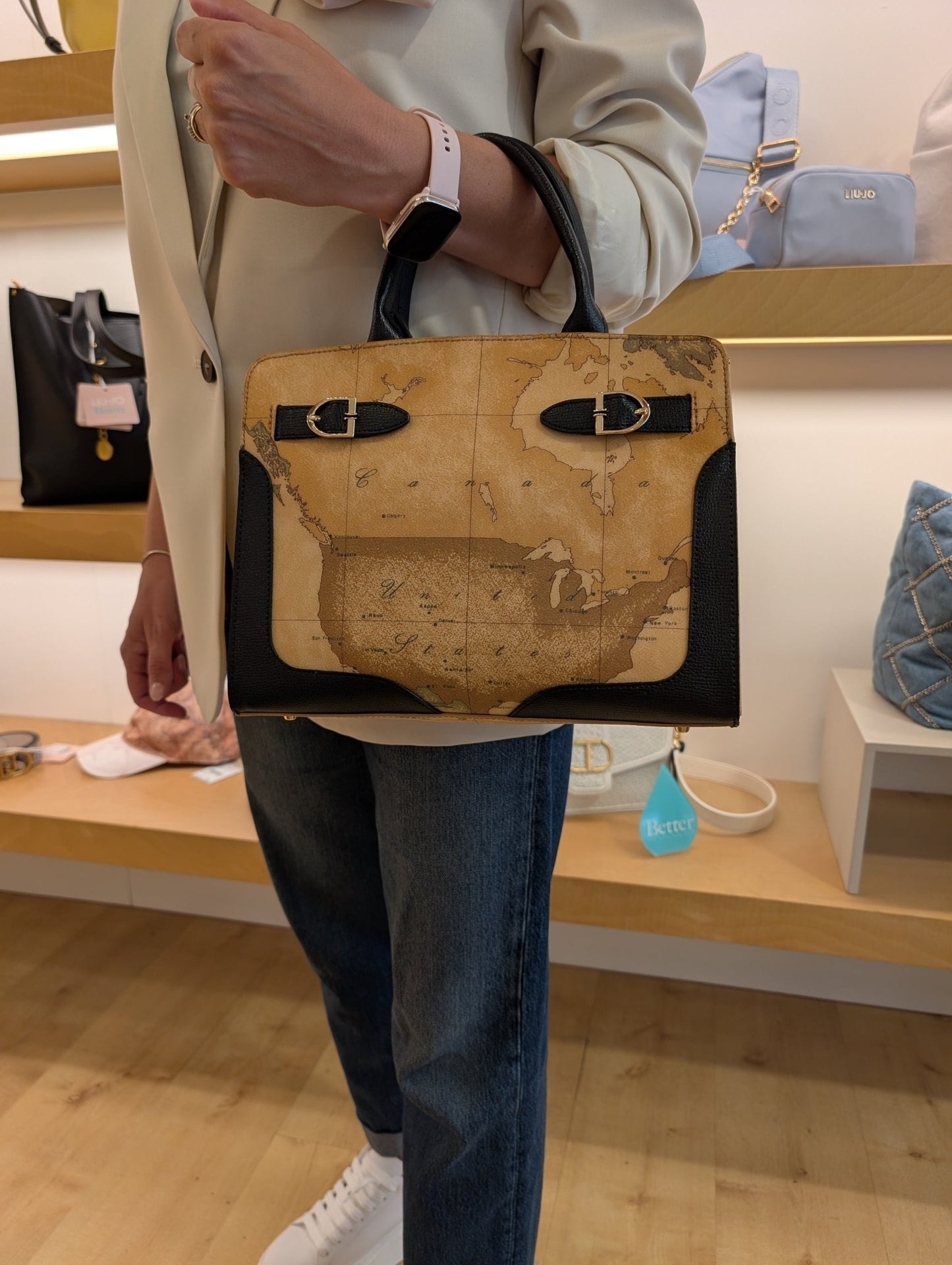 Borsa a mano Alviero Martini 1A Classe LD63 G611 0001 – Valley Geo, Geo e pelle nera - Veronica Borse e Accessori