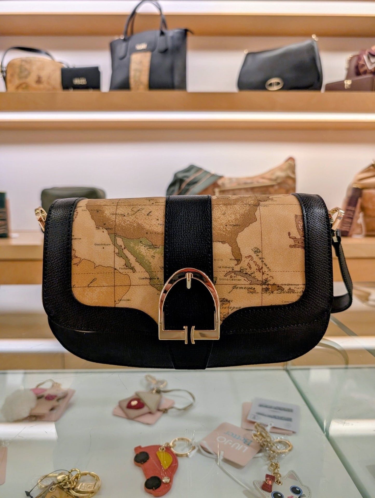 Borsa a spalla e tracolla Alviero Martini 1A Classe LD66 G611 0001 – Valley Geo, Geo e dettagli in pelle nera - Veronica Borse e Accessori