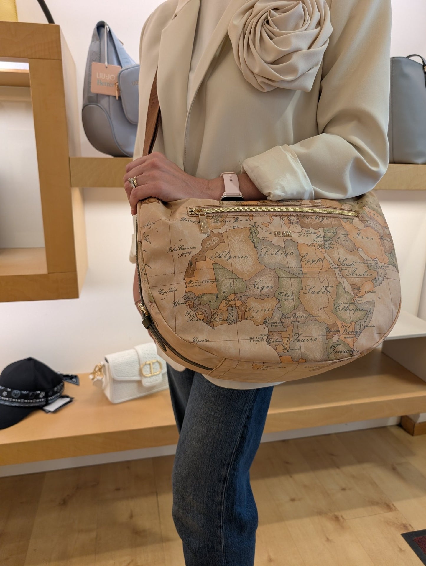 Borsa a tracolla grande Alviero Martini 1A Classe LD36 S578 0609 – Heritage, Verde Muschio e pelle castagna - Veronica Borse e Accessori
