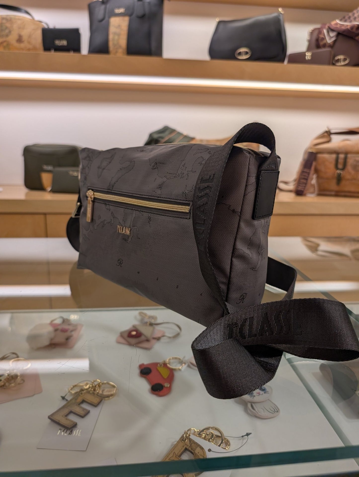 Tracollina Alviero Martini 1A Classe LD38 9449 0030 – Coconut, Grigio Scuro effetto cocco e pelle - Veronica Borse e Accessori