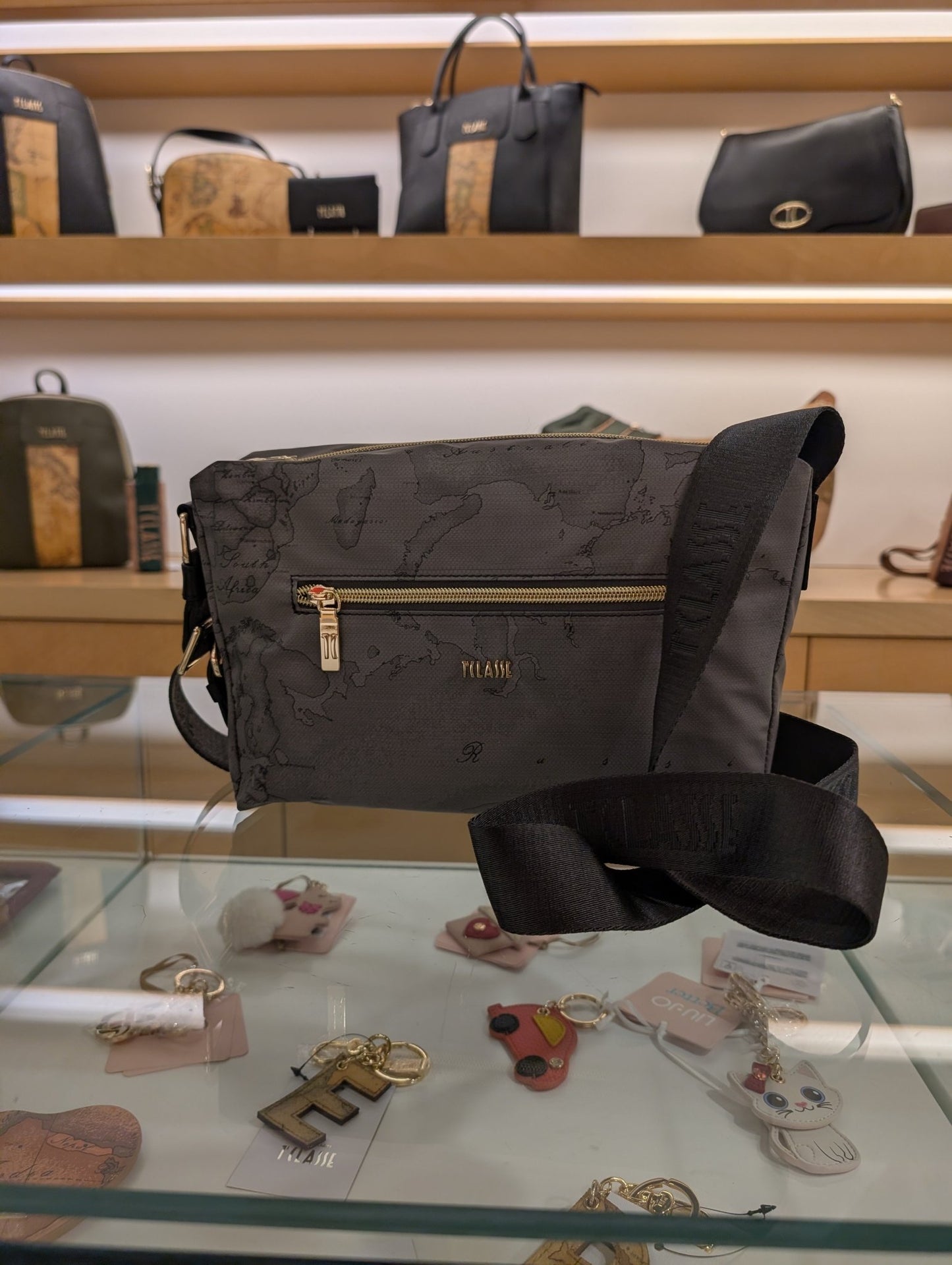 Tracollina Alviero Martini 1A Classe LD38 9449 0030 – Coconut, Grigio Scuro effetto cocco e pelle - Veronica Borse e Accessori