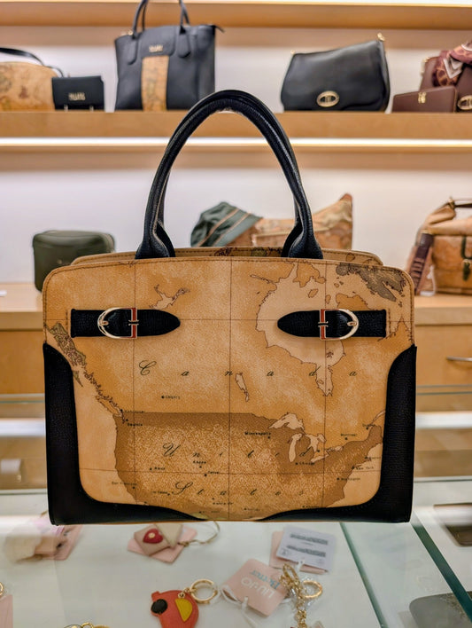 Borsa a mano Alviero Martini 1A Classe LD63 G611 0001 – Valley Geo, Geo e pelle nera - Veronica Borse e Accessori