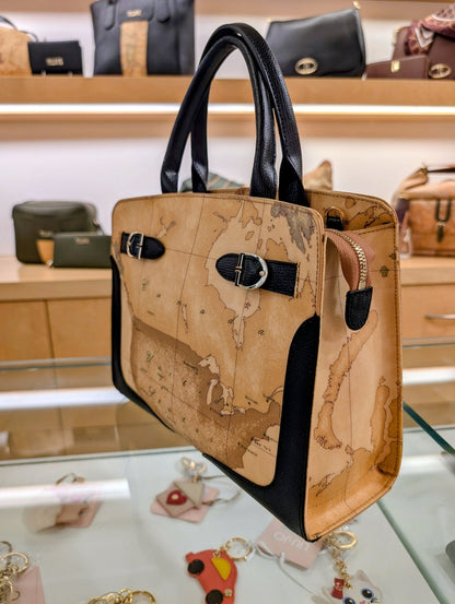 Borsa a mano Alviero Martini 1A Classe LD63 G611 0001 – Valley Geo, Geo e pelle nera - Veronica Borse e Accessori