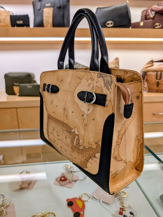 Borsa a mano Alviero Martini 1A Classe LD63 G611 0001 – Valley Geo, Geo e pelle nera - Veronica Borse e Accessori