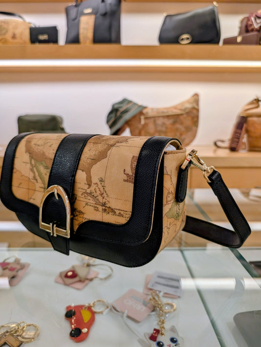 Borsa a spalla e tracolla Alviero Martini 1A Classe LD66 G611 0001 – Valley Geo, Geo e dettagli in pelle nera - Veronica Borse e Accessori