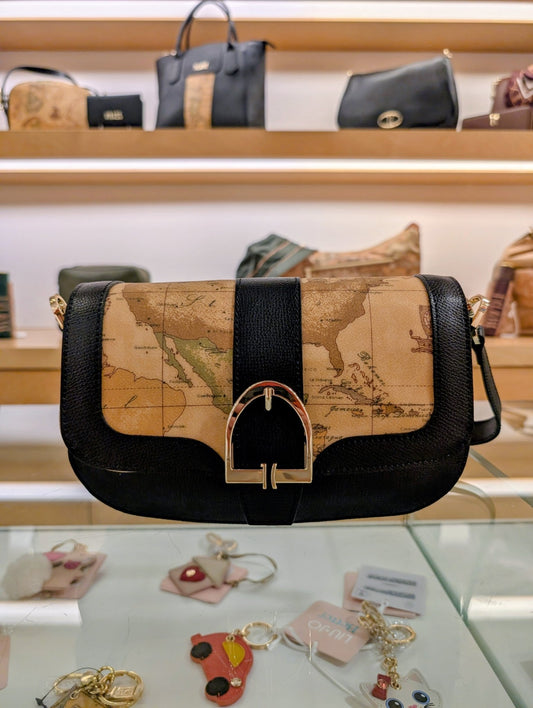 Borsa a spalla e tracolla Alviero Martini 1A Classe LD66 G611 0001 – Valley Geo, Geo e dettagli in pelle nera - Veronica Borse e Accessori