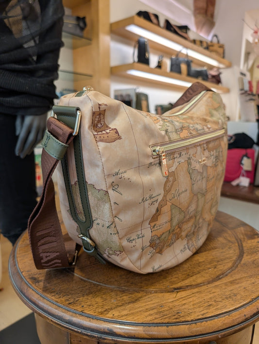 Borsa a tracolla grande Alviero Martini 1A Classe LD36 S578 0609 – Heritage, Verde Muschio e pelle castagna - Veronica Borse e Accessori