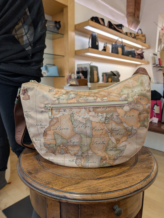 Borsa a tracolla grande Alviero Martini 1A Classe LD36 S578 0609 – Heritage, Verde Muschio e pelle castagna - Veronica Borse e Accessori