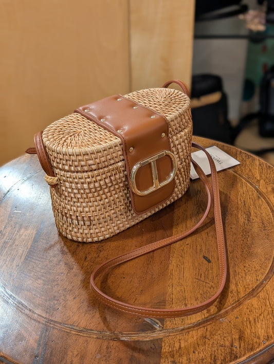 Borsa a Tracolla In vimini con Fibbia oval T