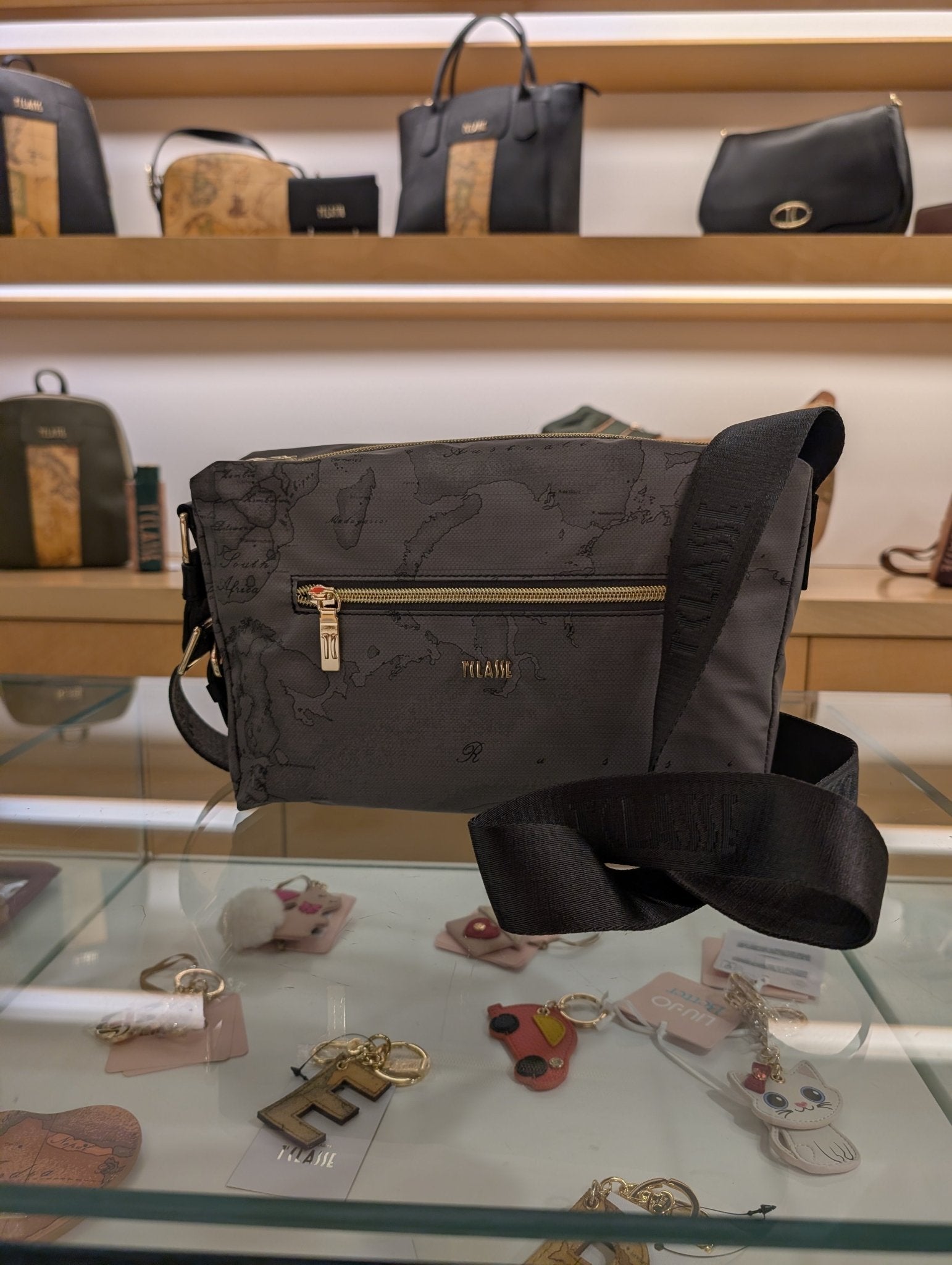 Tracollina Alviero Martini 1A Classe LD38 9449 0030 – Coconut, Grigio Scuro effetto cocco e pelle - Veronica Borse e Accessori